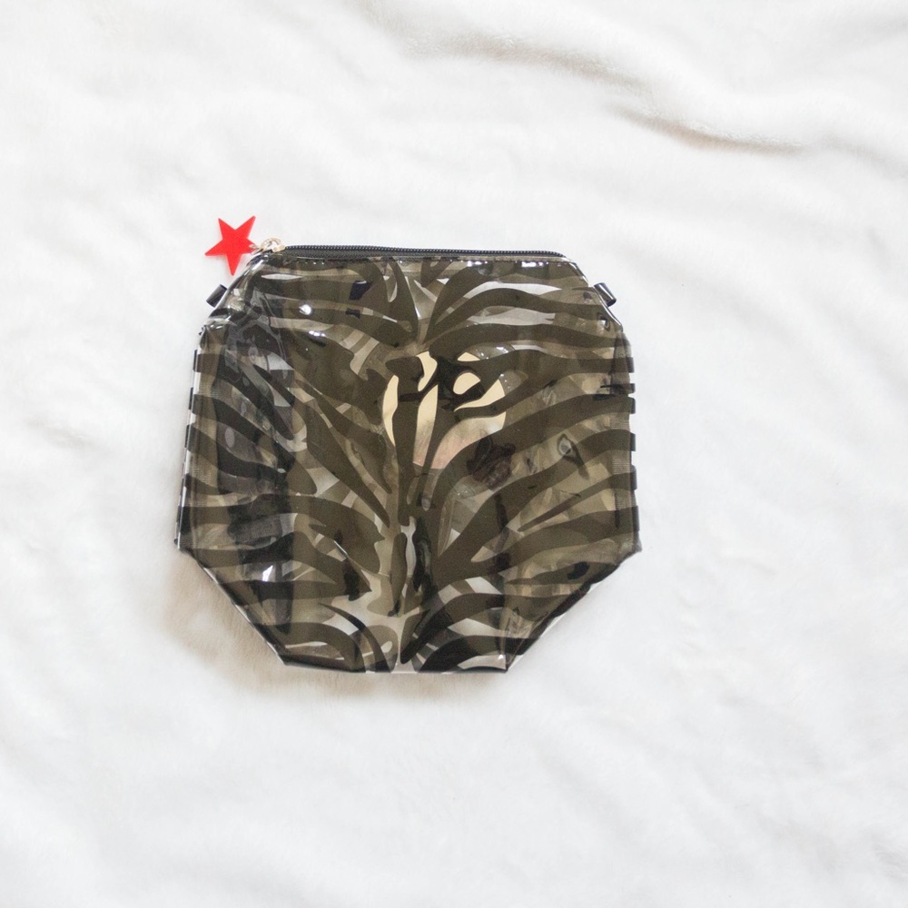 Clear zebra print bag with mirror